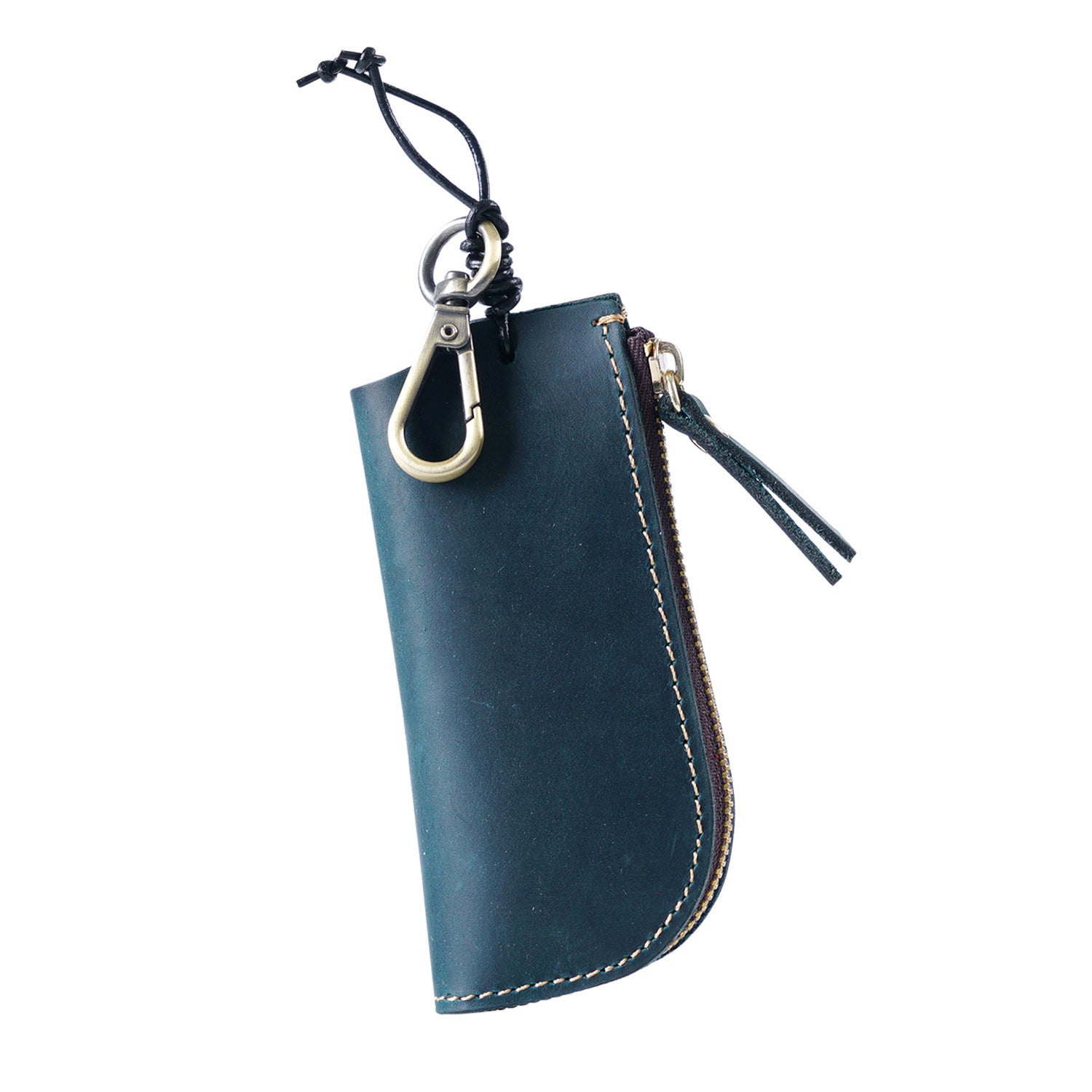 Wholesale Casual Zipper Genuine Leather Men's Waist Hanging Coin Purse Leather Keychain